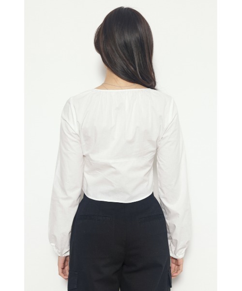 LAGUA GEM(ラグアジェム)の「HEM SHIRRING トップス(Tシャツ/カットソー・レディース・オフホワイト/ブラック・FREE)」の5枚目の写真