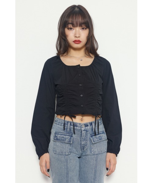 トップス Lig. hem design tops LAGUA GEM(ラグアジェム)の「HEM SHIRRING トップス(Tシャツ