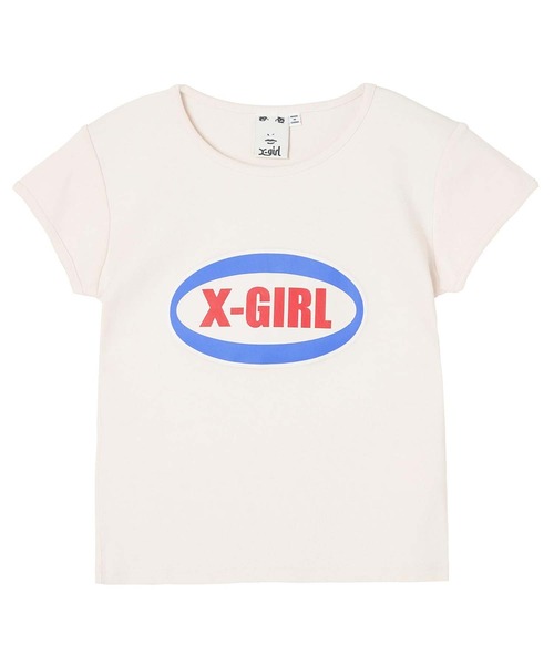 X-girl（エックスガール）の「OVAL LOGO S/S BABY TEE（Tシャツ/カットソー・レディース・イエロー/ホワイト/チャコール・M/S）」の18枚目の写真