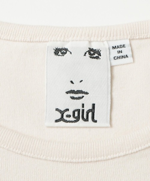 X-girl（エックスガール）の「OVAL LOGO S/S BABY TEE（Tシャツ/カットソー・レディース・イエロー/ホワイト/チャコール・M/S）」の6枚目の写真