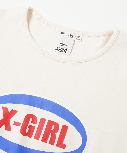 X-girl（エックスガール）の「OVAL LOGO S/S BABY TEE（Tシャツ/カットソー・レディース・イエロー/ホワイト/チャコール・M/S）」の4枚目の写真