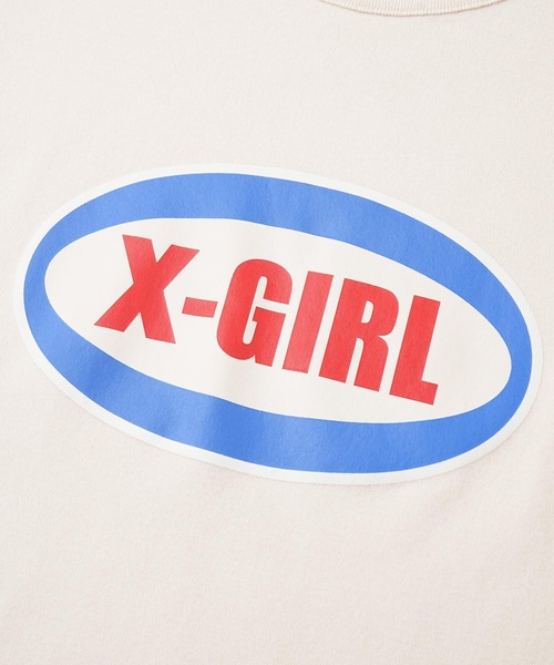 X-girl（エックスガール）の「OVAL LOGO S/S BABY TEE（Tシャツ/カットソー・レディース・イエロー/ホワイト/チャコール・M/S）」の8枚目の写真