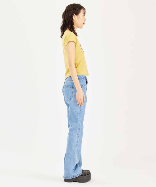 X-girl（エックスガール）の「OVAL LOGO S/S BABY TEE（Tシャツ/カットソー・レディース・イエロー/ホワイト/チャコール・M/S）」の5枚目の写真