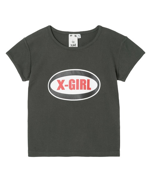 X-girl（エックスガール）の「OVAL LOGO S/S BABY TEE（Tシャツ/カットソー・レディース・イエロー/ホワイト/チャコール・M/S）」の21枚目の写真