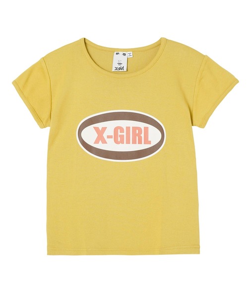 X-girl（エックスガール）の「OVAL LOGO S/S BABY TEE（Tシャツ/カットソー・レディース・イエロー/ホワイト/チャコール・M/S）」の22枚目の写真