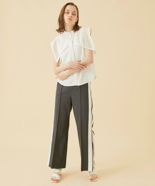 CITY TOKYO（シティトウキョウ）の「チェッカーレースカバーシャツ（シャツ/ブラウス・レディース・サックスブルー/ブラック/ホワイト・FREE）」の4枚目の写真