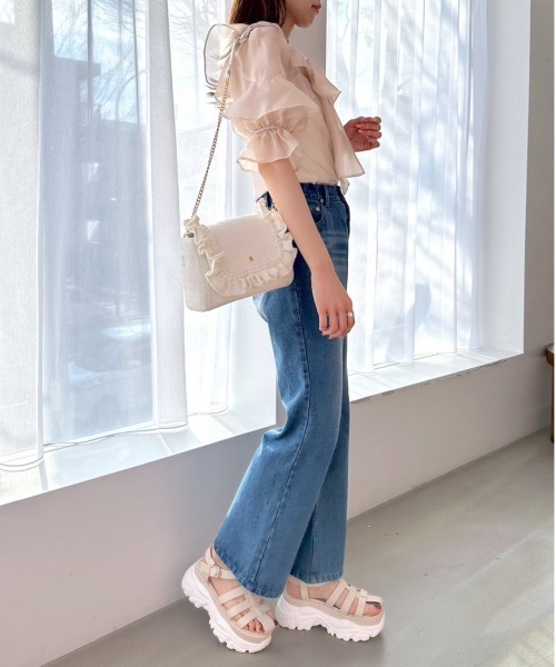 OLIVE des OLIVE（オリーブデオリーブ）の「ラッフルボウタイブラウス（シャツ/ブラウス・レディース・ホワイト/オフホワイト/ピンクベージュ・FREE）」の5枚目の写真