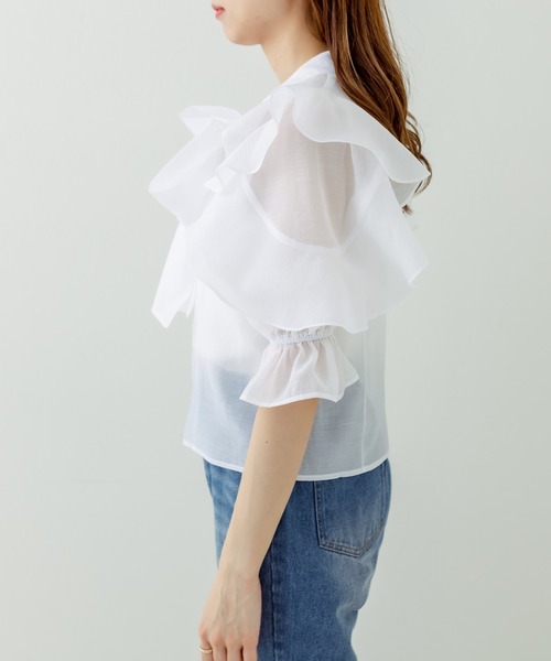 OLIVE des OLIVE（オリーブデオリーブ）の「ラッフルボウタイブラウス（シャツ/ブラウス・レディース・ホワイト/オフホワイト/ピンクベージュ・FREE）」の12枚目の写真