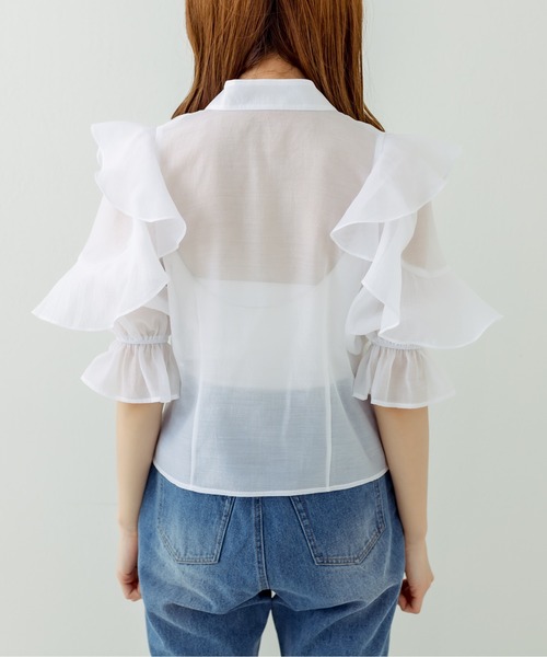 OLIVE des OLIVE（オリーブデオリーブ）の「ラッフルボウタイブラウス（シャツ/ブラウス・レディース・ホワイト/オフホワイト/ピンクベージュ・FREE）」の13枚目の写真