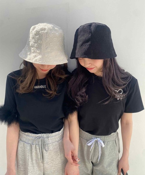 one after another NICE CLAUP（ワンアフターアナザーナイスクラップ）の「しぼしぼドットバケットハット（ハット・レディース・ピンク/ブラック/アイボリー・FREE）」の12枚目の写真