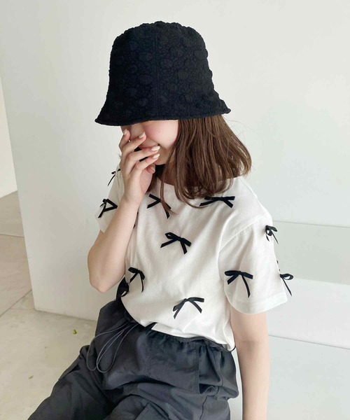 one after another NICE CLAUP（ワンアフターアナザーナイスクラップ）の「しぼしぼドットバケットハット（ハット・レディース・ピンク/ブラック/アイボリー・FREE）」の11枚目の写真