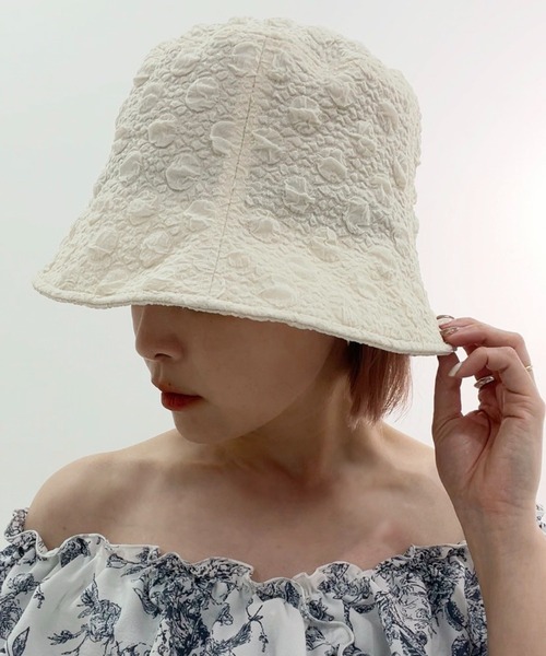 one after another NICE CLAUP（ワンアフターアナザーナイスクラップ）の「しぼしぼドットバケットハット（ハット・レディース・ピンク/ブラック/アイボリー・FREE）」の17枚目の写真