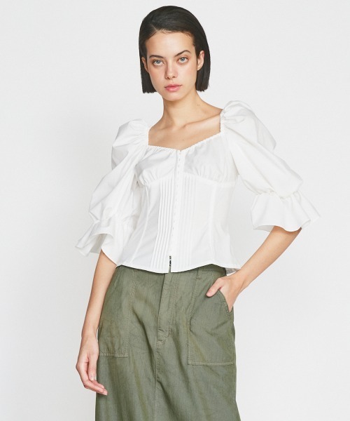 DOUBLE STANDARD CLOTHING（ダブルスタンダードクロージング）の「コルセットブラウス（シャツ/ブラウス・レディース・ブラック/オフホワイト・FREE）」の5枚目の写真