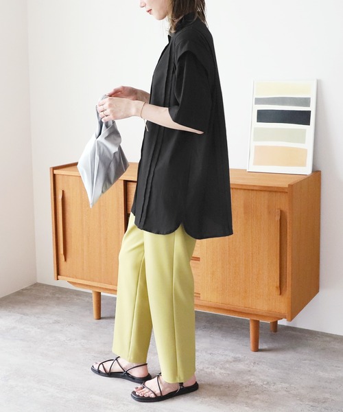 reca(レカ)の「リネンタッチピンタックブラウス(シャツ/ブラウス・レディース・ライトブルー/ブラック/ホワイト/グリーン・M)」の9枚目の写真