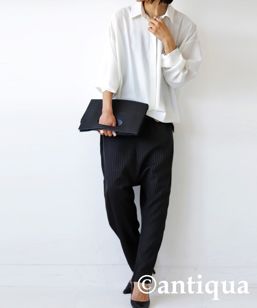 アンティカ antiqua ストライプ柄ゆったりサルエルパンツ 新品 ストライプ柄サルエルパンツ（その他パンツ）｜antiqua