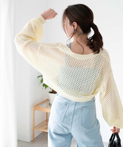 WEGO（ウィゴー）の「WEGO/前リボンメッシュカラーボレロ（カーディガン/ボレロ・レディース・アイボリー/ブラック/グリーン・FREE）」の12枚目の写真