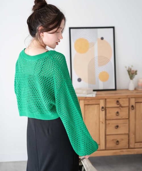 WEGO（ウィゴー）の「WEGO/前リボンメッシュカラーボレロ（カーディガン/ボレロ・レディース・アイボリー/ブラック/グリーン・FREE）」の20枚目の写真