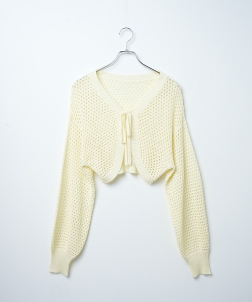 WEGO（ウィゴー）の「WEGO/前リボンメッシュカラーボレロ（カーディガン/ボレロ・レディース・アイボリー/ブラック/グリーン・FREE）」の22枚目の写真