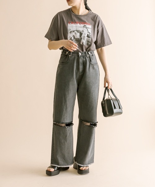 mline（エムライン）の「[mline] photo Tシャツ（Tシャツ/カットソー・レディース・チャコールグレー/オフホワイト・FREE）」の18枚目の写真