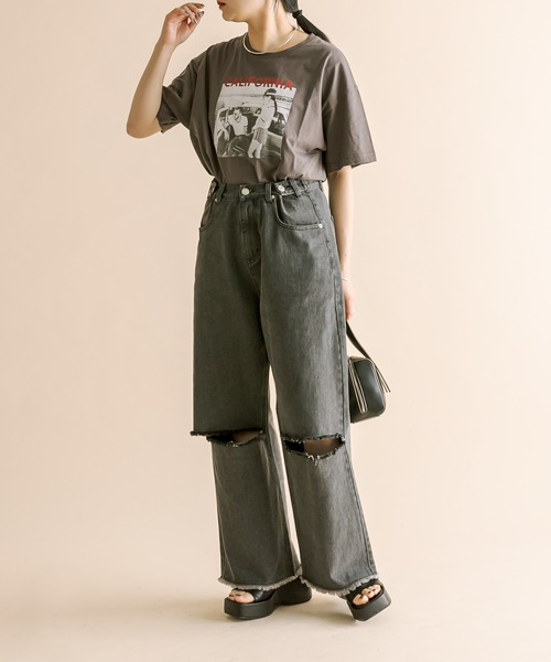 mline（エムライン）の「[mline] photo Tシャツ（Tシャツ/カットソー・レディース・チャコールグレー/オフホワイト・FREE）」の19枚目の写真