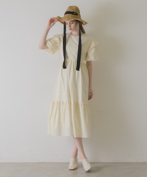 idem(イデム)の「volume sleeve cotton frill onepiece/コットンフリルワンピース(ワンピース・レディース・アイボリー/ミント・FREE)」の6枚目の写真