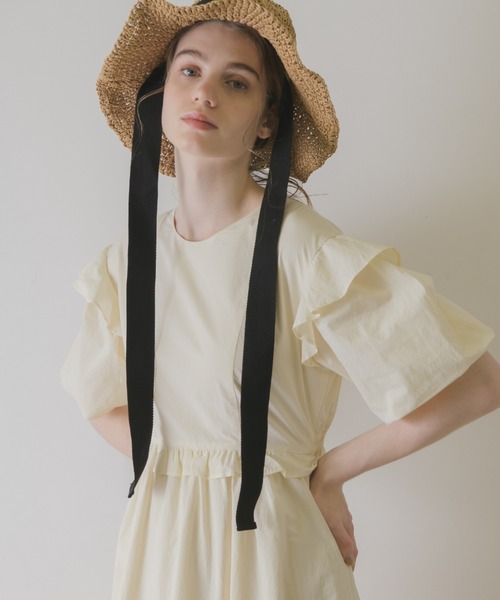idem(イデム)の「volume sleeve cotton frill onepiece/コットンフリルワンピース(ワンピース・レディース・アイボリー/ミント・FREE)」の10枚目の写真
