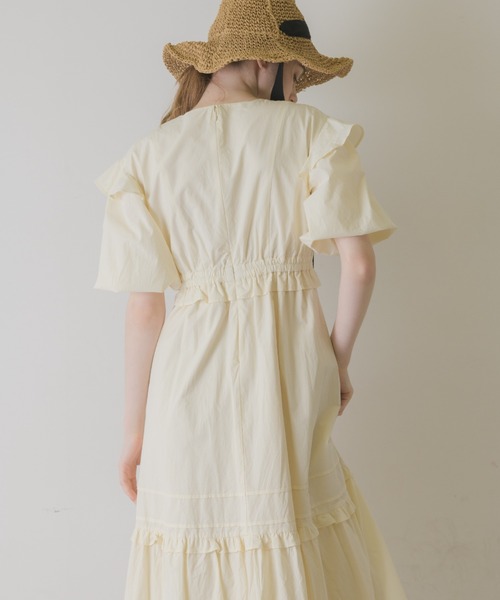 idem(イデム)の「volume sleeve cotton frill onepiece/コットンフリルワンピース(ワンピース・レディース・アイボリー/ミント・FREE)」の11枚目の写真