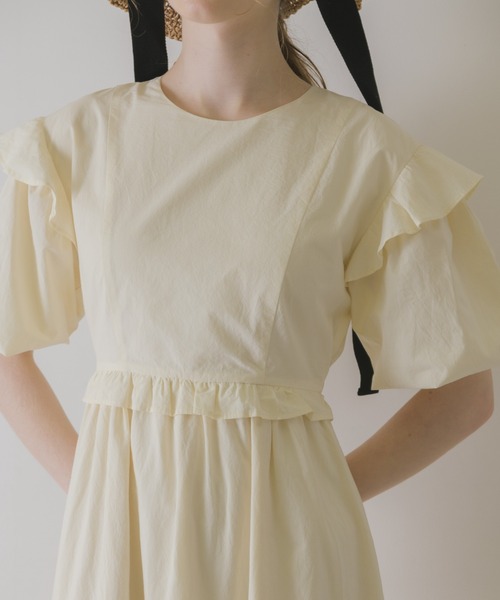 idem（イデム）の「volume sleeve cotton frill onepiece