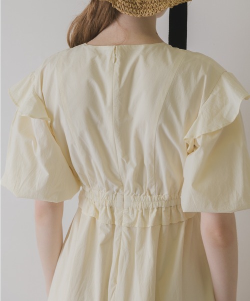 idem(イデム)の「volume sleeve cotton frill onepiece/コットンフリルワンピース(ワンピース・レディース・アイボリー/ミント・FREE)」の16枚目の写真