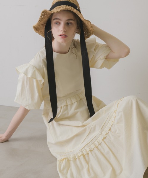 idem(イデム)の「volume sleeve cotton frill onepiece/コットンフリルワンピース(ワンピース・レディース・アイボリー/ミント・FREE)」の13枚目の写真