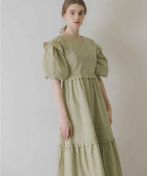 idem(イデム)の「volume sleeve cotton frill onepiece/コットンフリルワンピース(ワンピース・レディース・アイボリー/ミント・FREE)」の21枚目の写真