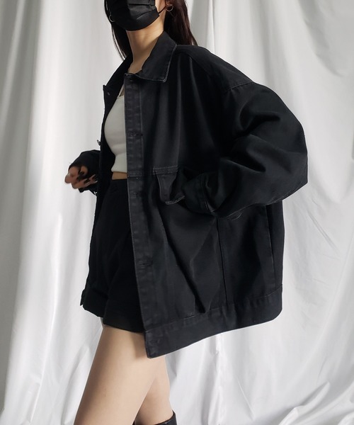 me+em select（ミームセレクト）の「ビッグシルエットボーイフレンドウォッシュデニムジャケット（デニムジャケット・レディース・ブルー/ブラック・FREE）」の16枚目の写真