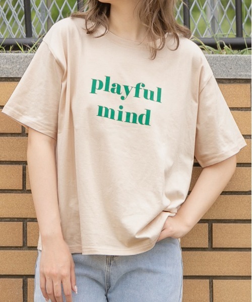 ad thie（アドティエ）の「ロゴプリント オーバーサイズ Tシャツ（Tシャツ/カットソー・レディース・ミント/ライトイエロー/パープル/チャコール/ピンク系その他4/ホワイト/ダークブラウン/モカ/グリーン/オフホワイト/アイボリー/オールドローズ系/ブラック/ピンクベージュ/ブルーグレー・FREE）」の8枚目の写真