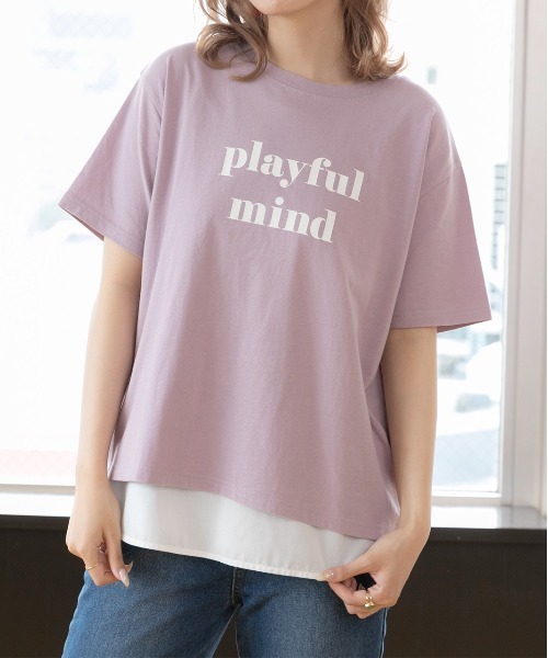 ad thie（アドティエ）の「ロゴプリント オーバーサイズ Tシャツ（Tシャツ/カットソー・レディース・ミント/ライトイエロー/パープル/チャコール/ピンク系その他4/ホワイト/ダークブラウン/モカ/グリーン/オフホワイト/アイボリー/オールドローズ系/ブラック/ピンクベージュ/ブルーグレー・FREE）」の11枚目の写真
