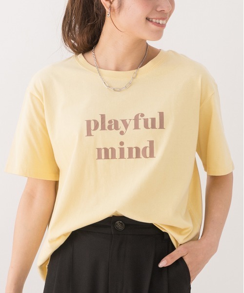 ad thie（アドティエ）の「ロゴプリント オーバーサイズ Tシャツ（Tシャツ/カットソー・レディース・ミント/ライトイエロー/パープル/チャコール/ピンク系その他4/ホワイト/ダークブラウン/モカ/グリーン/オフホワイト/アイボリー/オールドローズ系/ブラック/ピンクベージュ/ブルーグレー・FREE）」の12枚目の写真