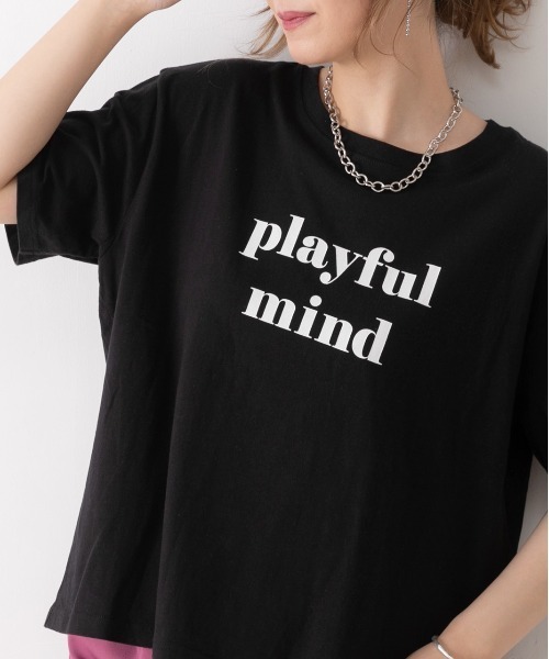 ad thie（アドティエ）の「ロゴプリント オーバーサイズ Tシャツ（Tシャツ/カットソー・レディース・ミント/ライトイエロー/パープル/チャコール/ピンク系その他4/ホワイト/ダークブラウン/モカ/グリーン/オフホワイト/アイボリー/オールドローズ系/ブラック/ピンクベージュ/ブルーグレー・FREE）」の20枚目の写真