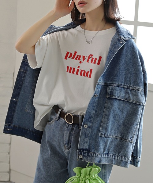 ad thie(アドティエ)の「ロゴプリント オーバーサイズ Tシャツ(Tシャツ/カットソー・レディース・ミント/ライトイエロー/パープル/チャコール/ピンク系その他4/ホワイト/ダークブラウン/モカ/グリーン/オフホワイト/アイボリー/オールドローズ系/ブラック/ピンクベージュ/ブルーグレー/ブラウン・FREE)」の20枚目の写真