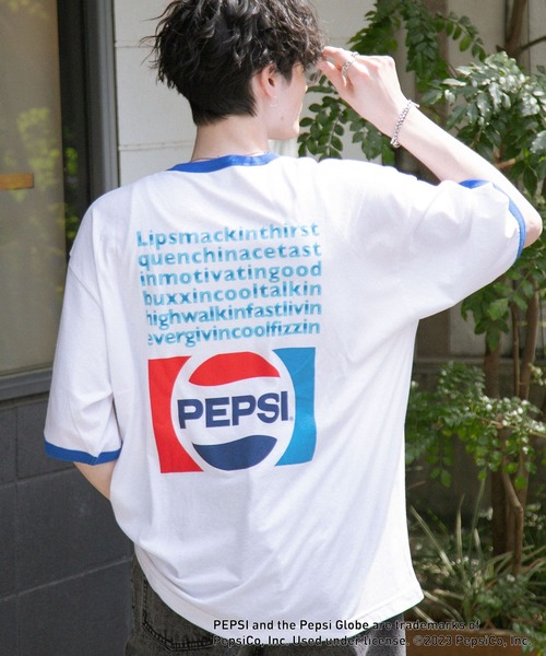 PEPSI（ペプシ）の「【PEPSI/ペプシ】コラボプリント/リンガーTシャツ
