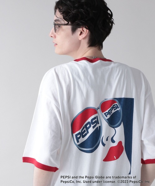 セール】【PEPSI/ペプシ】コラボプリント/リンガーTシャツ（Tシャツ