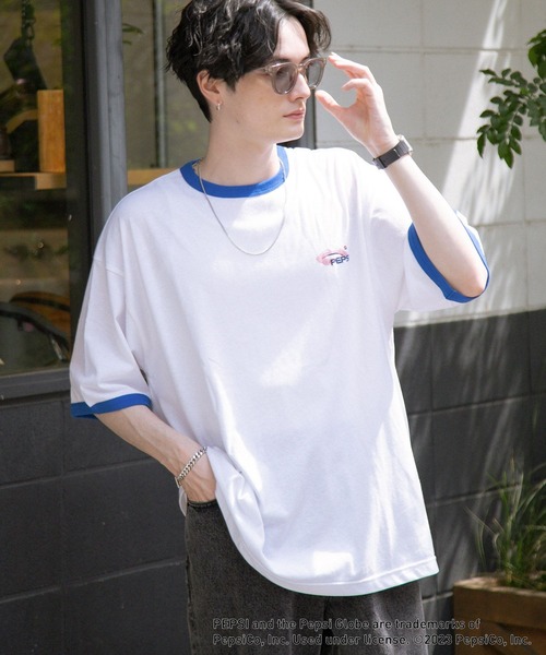 セール】【PEPSI/ペプシ】コラボプリント/リンガーTシャツ（T