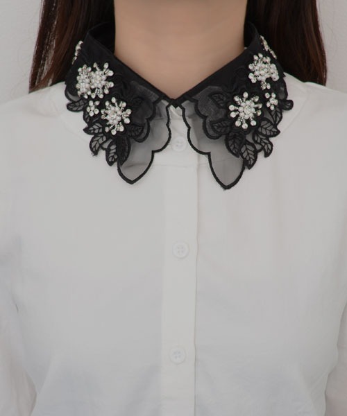 resonance】シアー ビジューデザイン つけ襟【マルチウェイ】（付け襟