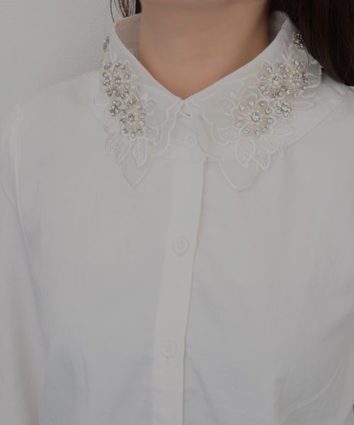 新品　ミエーレグランデ　ラブビジューＴシャツ　ハートレース付け襟付き bijou A false collar – miele grande