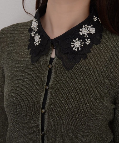 resonance】シアー ビジューデザイン つけ襟【マルチウェイ】（付け襟