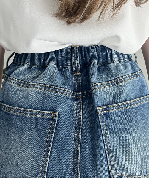 prose verse（プロズヴェール）の「裾フリンジリメイク風デニムフレアスカート（デニムスカート・レディース・ネイビー/ブルー・MEDIUM）」の14枚目の写真