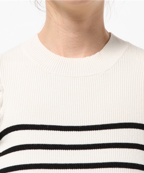 DISCOAT（ディスコート）の「【Discoat】袖フリルリブノースリニット（ニット/セーター・レディース・グレー/ブラック/その他19/オフホワイト・MEDIUM/LARGE）」の9枚目の写真