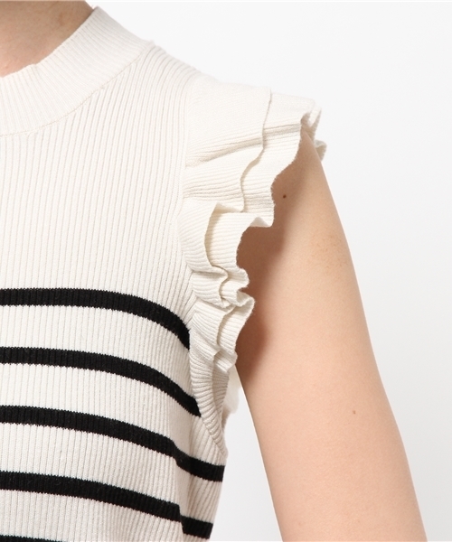 DISCOAT（ディスコート）の「【Discoat】袖フリルリブノースリニット（ニット/セーター・レディース・グレー/ブラック/その他19/オフホワイト・MEDIUM/LARGE）」の10枚目の写真