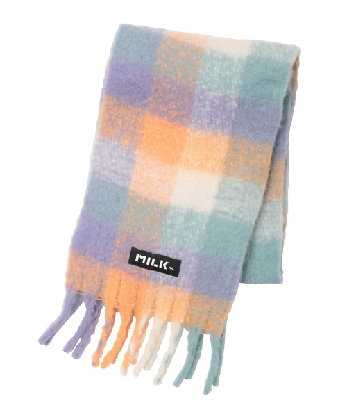MILKFED.（ミルクフェド）の「BIG PLAID STOLE（マフラー・レディース・イエロー/ライトパープル/ブラック・ONE SIZE）」の2枚目の写真