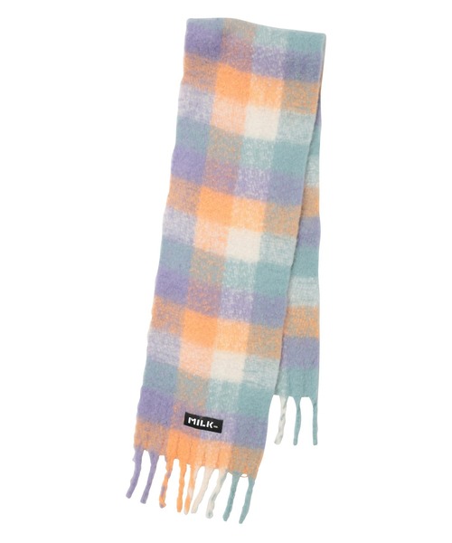 MILKFED.（ミルクフェド）の「BIG PLAID STOLE（マフラー・レディース・イエロー/ライトパープル/ブラック・ONE SIZE）」の6枚目の写真