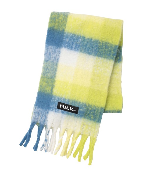 MILKFED.（ミルクフェド）の「BIG PLAID STOLE（マフラー・レディース・イエロー/ライトパープル/ブラック・ONE SIZE）」の10枚目の写真