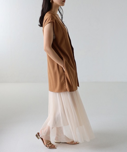 amini(アミニ)の「【2023 S/S 新作】リネンライクノーカラージレ(ベスト・レディース・ブラウン/アイボリー/ブラック・MEDIUM)」の7枚目の写真
